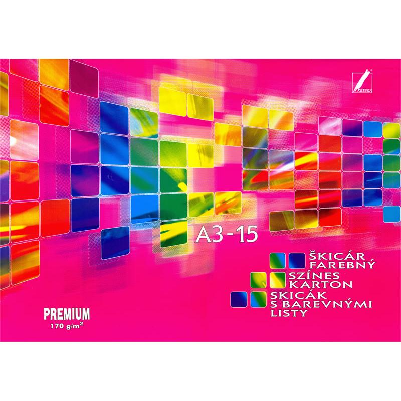 Skicák A3/15l 170g kolor mix Premium Kre