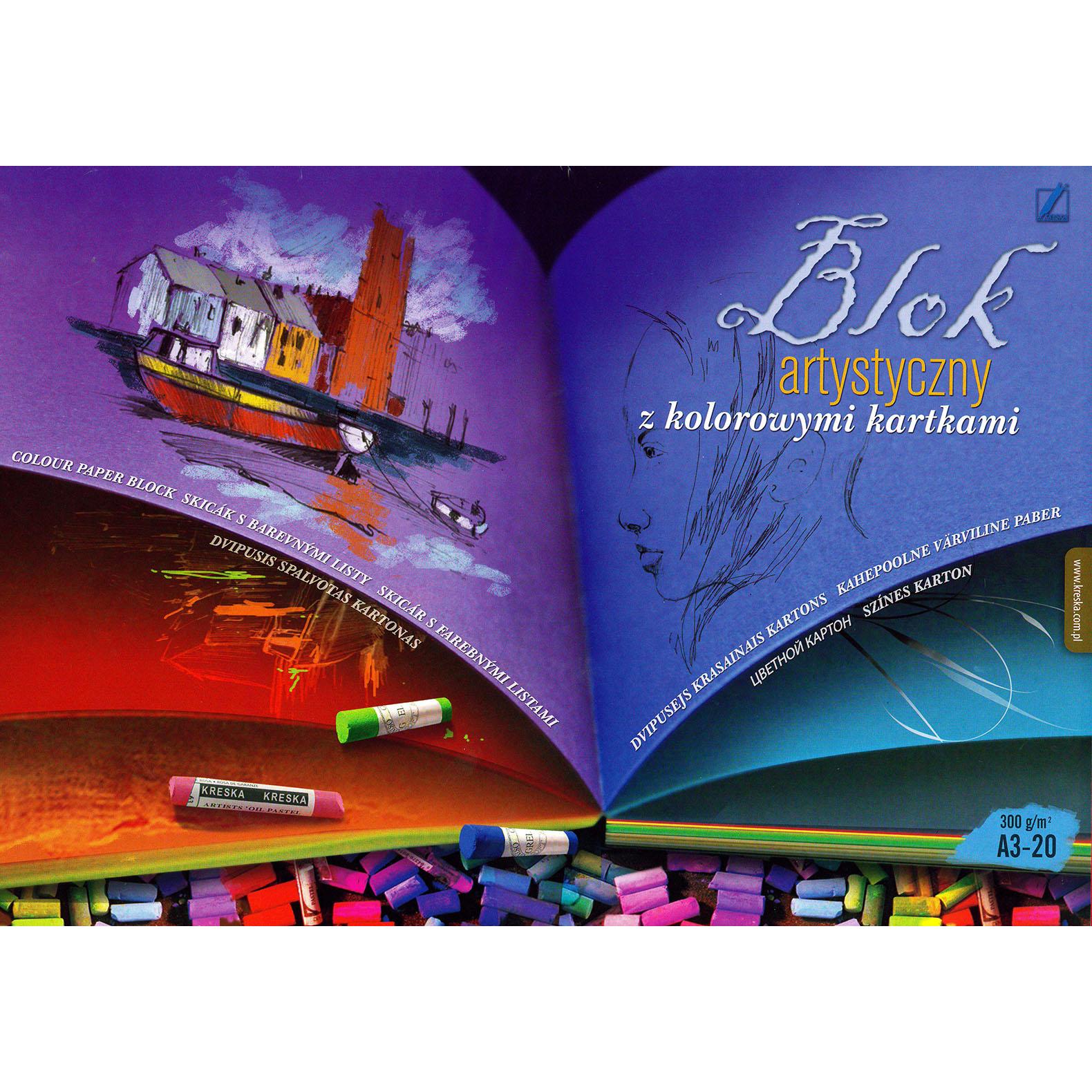 Skicák A3/20l 300g kolor mix Kreska