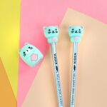 Tužky na blistru 3 ks s figurkou a ořezávátkem - Kočička