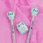 Tužky na blistru 3 ks s figurkou a ořezávátkem - Kočička