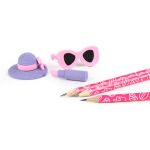 Trojhranné tužky a pryže s vůní malin 3 ks