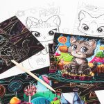 Škrábací obrázek + omalovánky Kočky