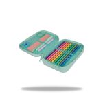 Penál 2 zipy Jumper Pastel Powder Mint - vybavený