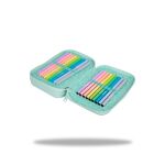 Penál 2 zipy Jumper Pastel Powder Mint - vybavený