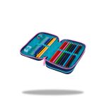 Penál 2 zipy Jumper Stitch blue - vybavený