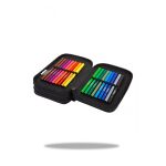 Penál 3 zipy Jumper DAISY BLACK - vybavený