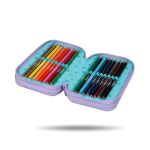 Penál 3 zipy Jumper Stitch pastel - vybavený