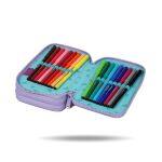 Penál 3 zipy Jumper Stitch pastel - vybavený