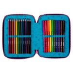 Penál 3 zipy Jumper Stitch blue - vybavený