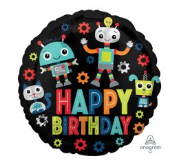 Balónek fóliový Birthday robots 46 cm