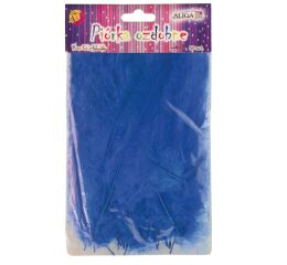 Peříčka dekorační 50 ks tm. modrá
