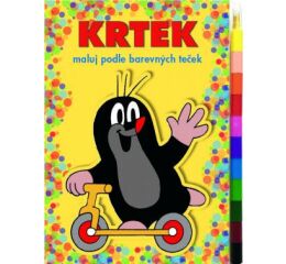 Omalovánky "maluj podle barevných teček" Krtek