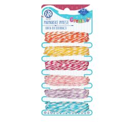 Dekorační provázky - raffia 6 barev po 5 m pruhovaná