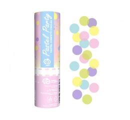 Vystřelovací konfety 15 cm pastelové kolečka