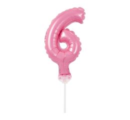 Fóliový balónek do dortu č.6 růžový