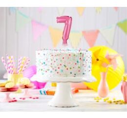 Fóliový balónek do dortu č.7 růžový