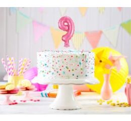 Fóliový balónek do dortu č.9 růžový