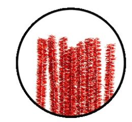 Drátky plyšové metalické červené 6 mm x 30 cm, 40 ks