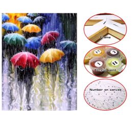 Plátno 30 x 40 cm maluj podle čísel - Deštníky
