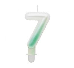 Dortová svíčka č. 7 balónková bílo-zelená