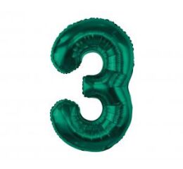 Balónek fóliový BEAUTY&CHARM 85 cm lahvově zelený "3"