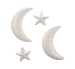 Polystyrenová dekorace - hvězdičky a měsíc 4 ks