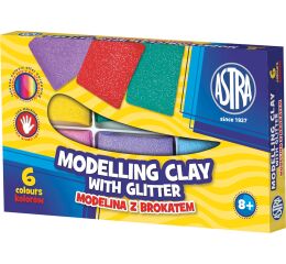 Modelovací hmota s brokátem 6 barev ASTRA