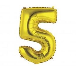 Balónek fóliový 35cm "5" zlatá