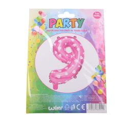 Nafukovací balónek ve tvaru čísla 9 - růžový