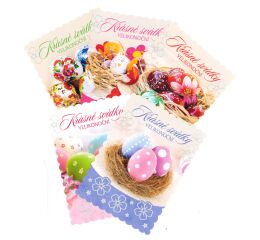 Velikonoční pohled s brokátem S-436