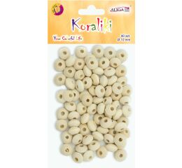 Dřevěné korálky natur 10 mm 80 ks ploché