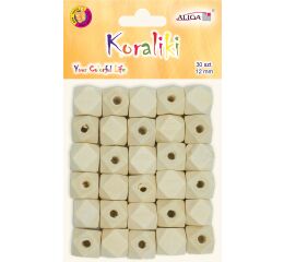 Dřevěné korálky natur 12 mm 30 ks geometrické