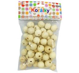 Korálky dřevěné 20 mm 75 ks