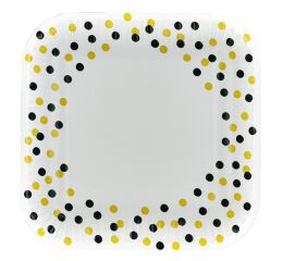Papírový talíř hranatý Confetti Gold Black