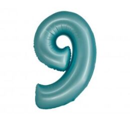 Balónek fóliový 76cm "9" modrý mat