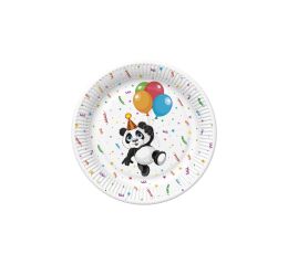 Papírový talíř velký - Funny Panda with Balloons