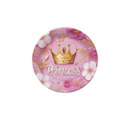 Papírový talíř velký - Pink Princess Crown