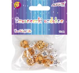 Rolničky zlaté a stříbrné 1,3 cm 12 ks