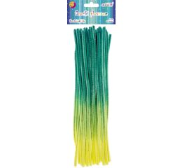 Drátky plyšové 30 cm 40 ks duhové - zelené
