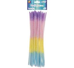 Drátky plyšové 30 cm 40 ks duhové - pastelové
