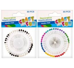 Špendlíky barevné perličky 80 ks