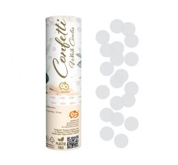 Vystřelovací konfety 15 cm Bílé kolečka