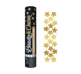Vystřelovací konfetti 30 cm Hvězdičky zlaté