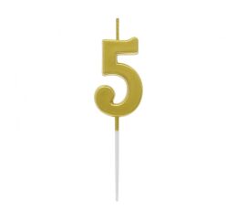 Dortová svíčka č. 5 zlatá - pikery
