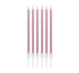 Dortové svíčky 13,5 cm 6 ks metalické rosegold