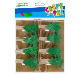 Kolíčky vánoční Stromečky 8 ks brokátové