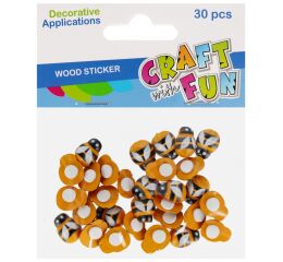 Dekorace dřevěné Včelky 15 mm 30 ks