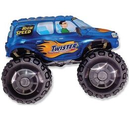 Balónek fóliový nafouknutý 14" na tyčce - Auto Twister Modré