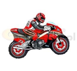 Balónek fóliový nafouknutý 14" na tyčce - Motorka červená