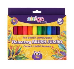 Barevné fixy STRIGO 12 barev JUMBO štětcové